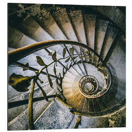 Tableau en aluminium Escalier en colimaçon dans un hôtel abandonné