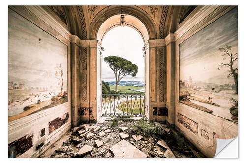 Selvklebende plakat View from a derelict villa in Italy