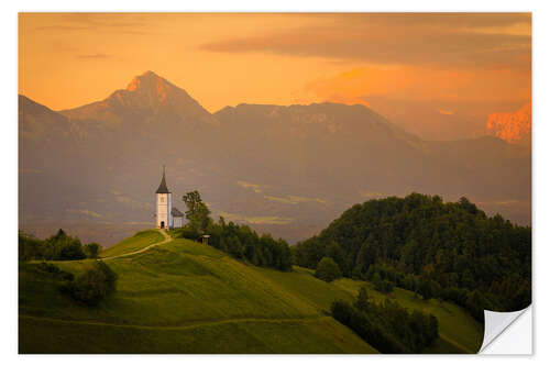 Wandsticker Kapelle St. Primoz bei Sonnenuntergang