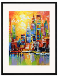 Gerahmter Kunstdruck New Yorks leuchtende Skyline