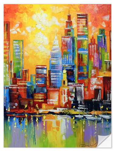 Selvklebende plakat New York's glowing skyline