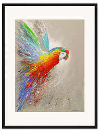 Gerahmter Kunstdruck Papagei im Flug