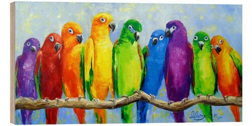 Wood print Parrot friends