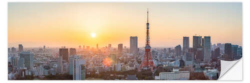 Selvklæbende plakat Tokyo skyline at sunset