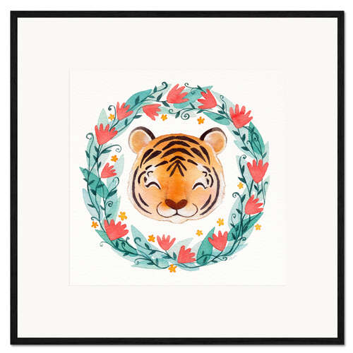 Framed art print Baby tiger garland