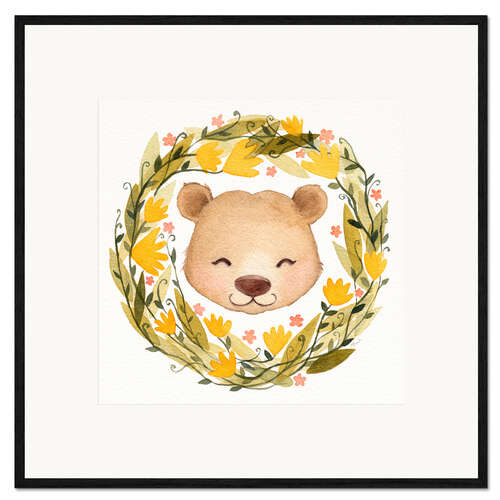 Impressão artística com moldura Guirlanda de urso bebê