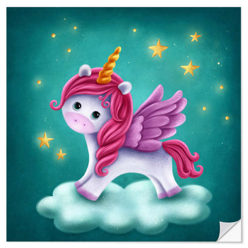 Selvklebende plakat Baby unicorn