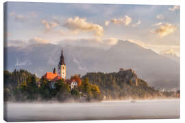 Stampa su tela Luce del mattino sul lago di Bled - André Wandrei
