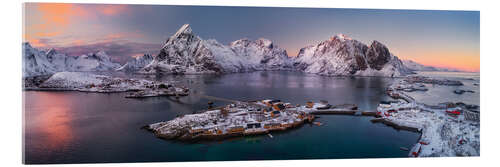 Acrylglasbild Sakrisøy im Abendlicht