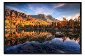 Gerahmter Kunstdruck Goldenes Licht am Lago di Saoseo