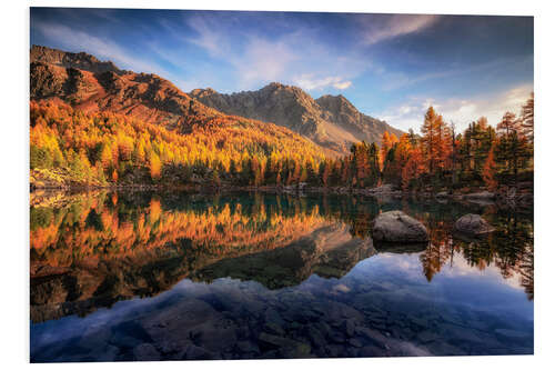 Foam board print Golden light on Lake Saoseo