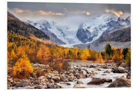 Foam board print At the glacier river