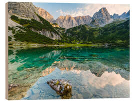 Hout print Reflection in the Seebensee