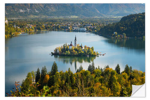 Selvklebende plakat Island in the lake