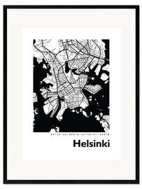 Stampa artistica con cornice Mappa della città di Helsinki