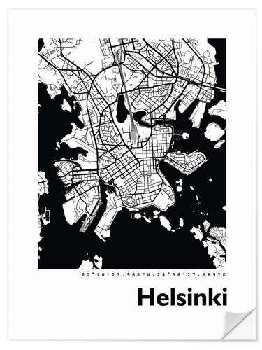 Sticker mural Plan de la ville d’Helsinki