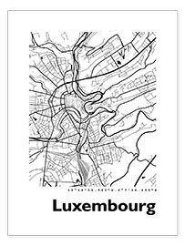 Póster Mapa de la ciudad de Luxemburgo