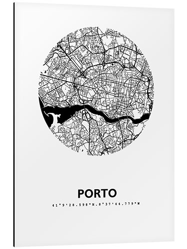 Aluminiumtavla City map of Porto, circle