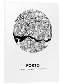 Stampa su PVC Mappa di Oporto, cerchio