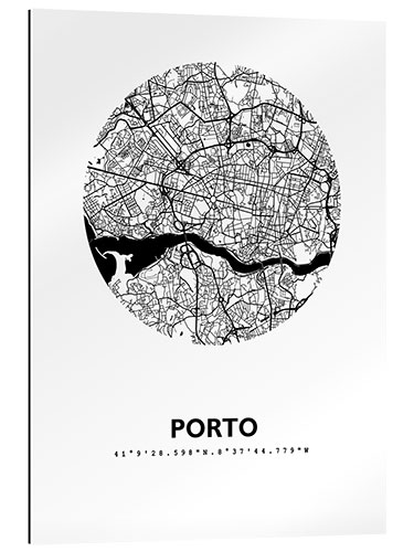 Gallery print City map of Porto, circle