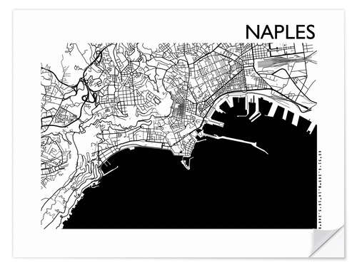 Selvklæbende plakat City map of Naples