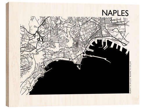 Holzbild Stadtplan von Neapel