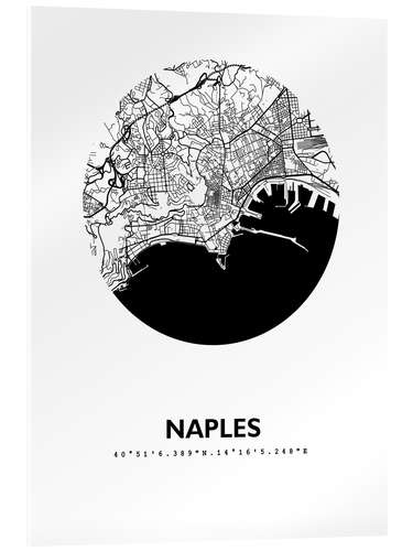 Akrylbilde City map of Naples, circle