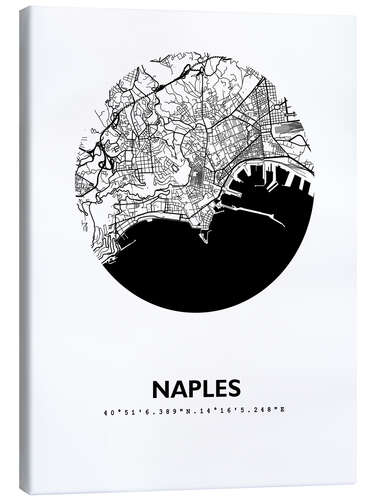 Canvas-taulu City map of Naples, circle