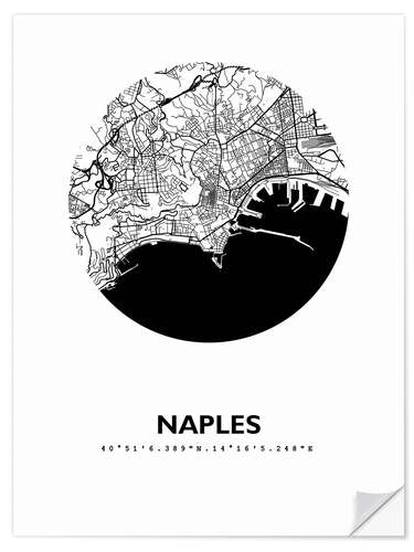 Wall sticker City map of Naples, circle