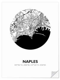 Selvklebende plakat City map of Naples, circle