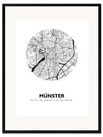 Stampa artistica con cornice Mappa della città di Münster