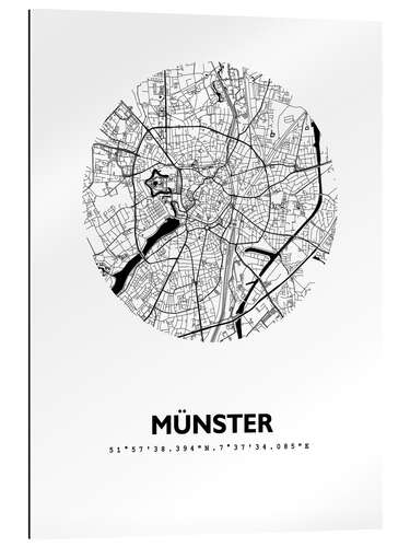 Quadro em plexi-alumínio Mapa de Münster