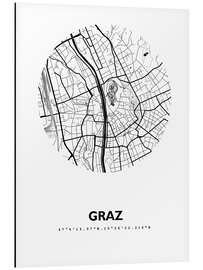 Quadro em alumínio Mapa de Graz