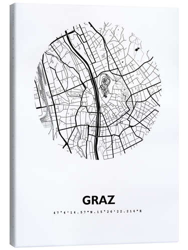 Canvastavla Map of Graz