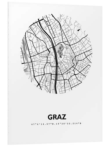 Foam board print Map of Graz