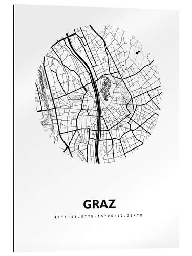 Quadro em plexi-alumínio Mapa de Graz