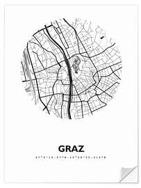 Selvklebende plakat Map of Graz