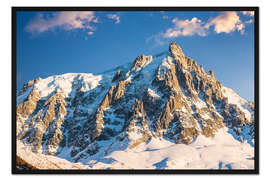Gerahmter Kunstdruck Alpengipfel bei Chamonix im Abendlicht