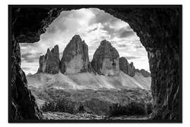 Gerahmter Kunstdruck Drei Zinnen, Dolomiten