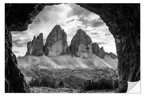 Selvklebende plakat Three peaks, Dolomites