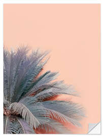 Wall sticker Blue palms on pink