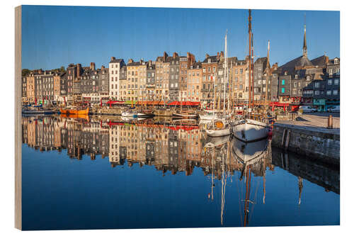 Holzbild Hafen von Honfleur, Normandie, Frankreich