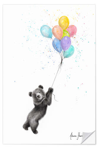 Muursticker Little bear with balloons