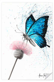 Självhäftande poster Butterfly and dandelion