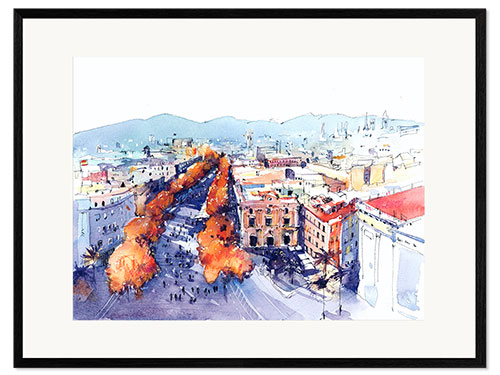 Stampa artistica con cornice Las Ramblas, Barcellona