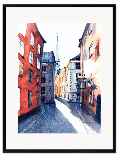 Kehystetty taidepainatus The streets of Stockholm