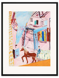 Gerahmter Kunstdruck Die blaue Lokomotive