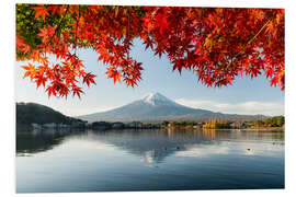 Print på skumplade Mount Fuji Behind Lake Kawaguchiko II