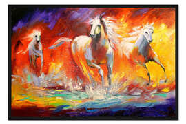 Gerahmter Kunstdruck Feuerpferde