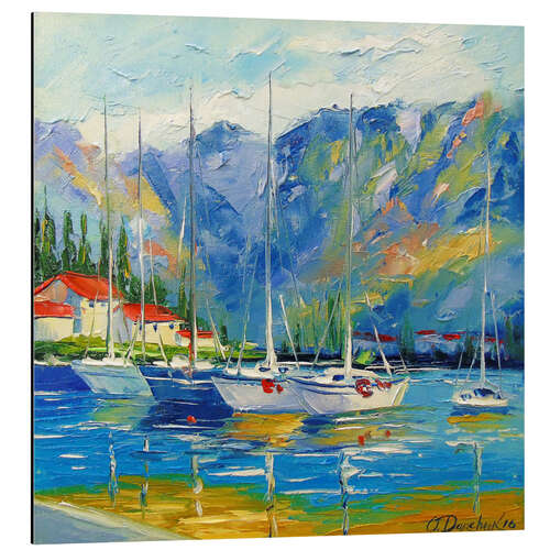 Aluminium print Sailboats on the roadstead at the mountains